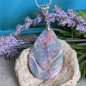 Pastel Swirl Teardrop Necklace